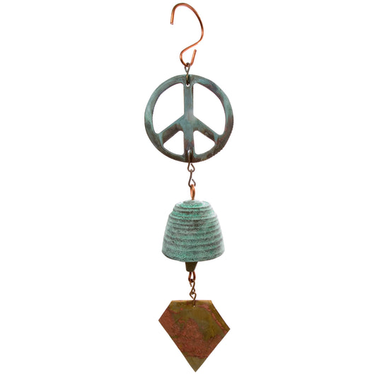 Peace Sign Bronze Wind Bell